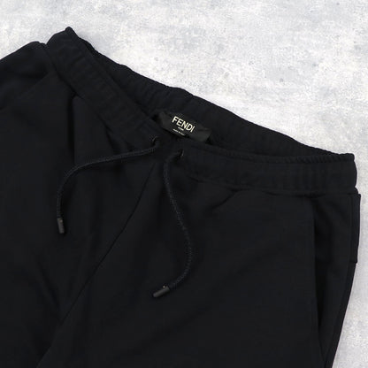 フェンディ FENDI ボトムス ロングパンツ レディース ブラック コットン ポリエステル ロゴ スウェットパンツ 刺繍