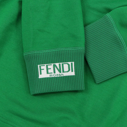 フェンディ FENDI トップス スウェット・パーカー レディース グリーン コットン スタッズ チュニックパーカー ロゴ プルオーバー