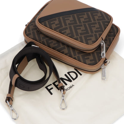 フェンディ FENDI バッグ ショルダーバッグ レディース CAMERA CASE DUO カメラケース ドゥオ ブラウン系 カーフレザー キャンバス ロゴ FF柄 ズッカ柄 7VA607 ALKA