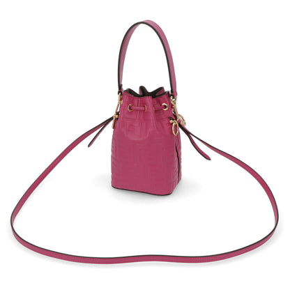 フェンディ FENDI バッグ ハンドバッグ レディース MINI MON TRESOR ミニ モン トレゾール ピンク カーフレザー ショルダーバッグ 2way FFロゴ ズッカ柄 巾着 8BS010 A3ZG