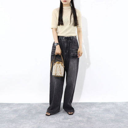 フェンディ FENDI バッグ ハンドバッグ レディース MINI MON TRESOR ミニ モン トレゾール ベージュ系×ホワイト カーフレザー ショルダーバッグ 2way FFロゴ ズッカ柄 巾着 鞄 8BS010 AQ19