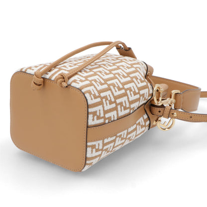 フェンディ FENDI バッグ ハンドバッグ レディース MINI MON TRESOR ミニ モン トレゾール ベージュ系×ホワイト カーフレザー ショルダーバッグ 2way FFロゴ ズッカ柄 巾着 鞄 8BS010 AQ19