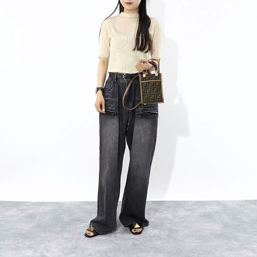 フェンディ FENDI バッグ ショルダーバッグ レディース MINI SUNSHINE SHOPPER ミニ サンシャイン ショッパー ブラウン×ベージュ カーフレザー ジャカード ハンドバッグ 2way FFロゴ ズッカ柄 べっ甲柄 8BS051 ALVX