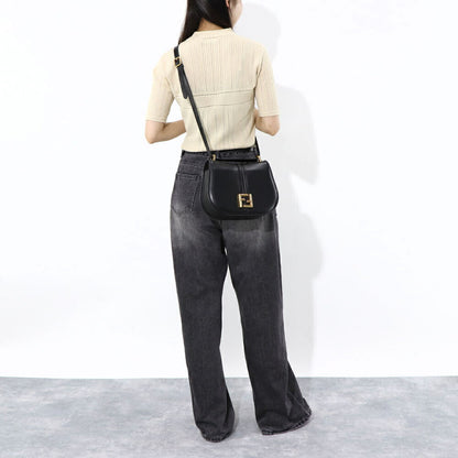 フェンディ FENDI バッグ ショルダーバッグ レディース カモン ブラック レザー ミディアム ロゴ ゴールド金具 シンプル 8BT366 AQ0K
