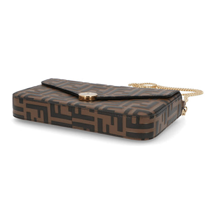 フェンディ FENDI バッグ ショルダーバッグ レディース ブラウン レザー ロゴ 総柄 ゴールド金具 長財布 チェーンショルダー 8BS032 AAFM