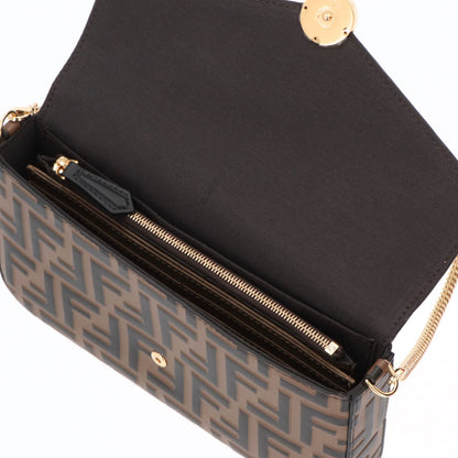 フェンディ FENDI バッグ ショルダーバッグ レディース ブラウン レザー ロゴ 総柄 ゴールド金具 長財布 チェーンショルダー 8BS032 AAFM