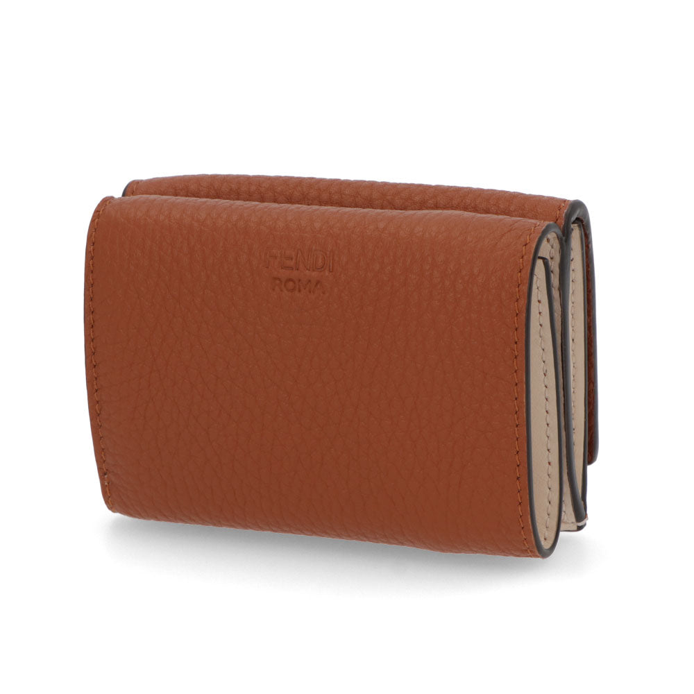 FENDI ミニ財布 ブラウン レザー ピーカブー PEEKABOO