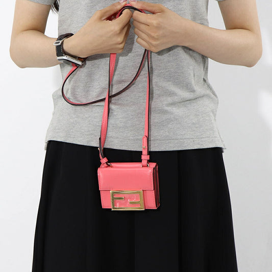 フェンディ FENDI バッグ ショルダーバッグ レディース ピンク レザー 財布 ウォレット ウォレットショルダー ロゴ ミニ財布 ゴールド金具 8M0482 AHM0