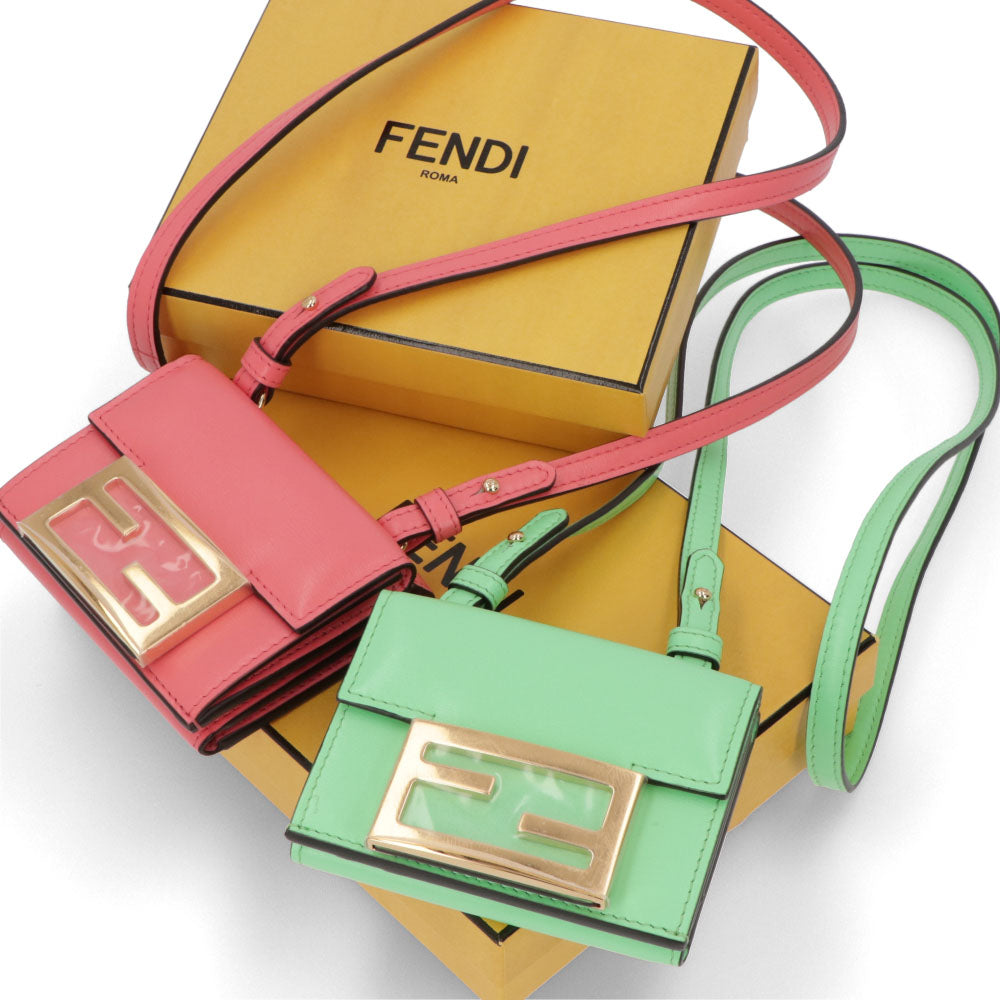 フェンディ FENDI バッグ ショルダーバッグ レディース ピンク レザー 財布 ウォレット ウォレットショルダー ロゴ ミニ財布 ゴールド金具 8M0482 AHM0