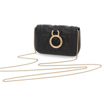 フェンディ FENDI バッグ ショルダーバッグ レディース ナノ バケット チャーム ブラック レザー ロゴ ミニバッグ チェーンショルダー ゴールド金具 7AR844 AAJD