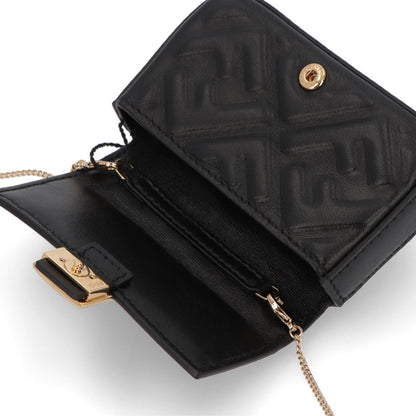 フェンディ FENDI バッグ ショルダーバッグ レディース ナノ バケット チャーム ブラック レザー ロゴ ミニバッグ チェーンショルダー ゴールド金具 7AR844 AAJD