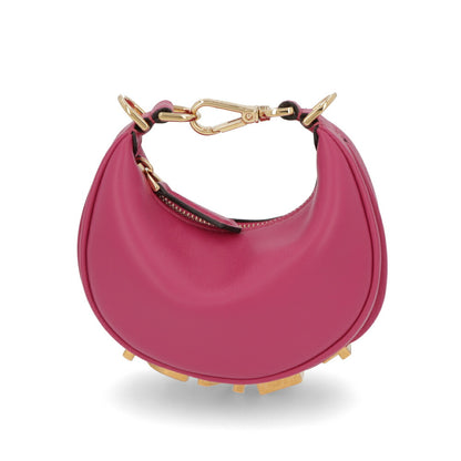フェンディ FENDI バッグ ハンドバッグ レディース Nano Fendigraphy charm bag ピンク カーフレザー ロゴ ゴールド金具 ミニバッグ 7AS089 AKKT