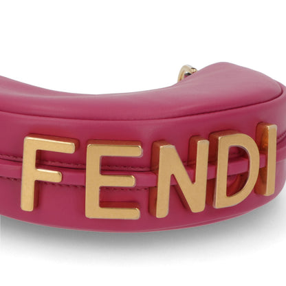 フェンディ FENDI バッグ ハンドバッグ レディース Nano Fendigraphy charm bag ピンク カーフレザー ロゴ ゴールド金具 ミニバッグ 7AS089 AKKT