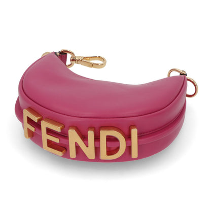 フェンディ FENDI バッグ ハンドバッグ レディース Nano Fendigraphy charm bag ピンク カーフレザー ロゴ ゴールド金具 ミニバッグ 7AS089 AKKT