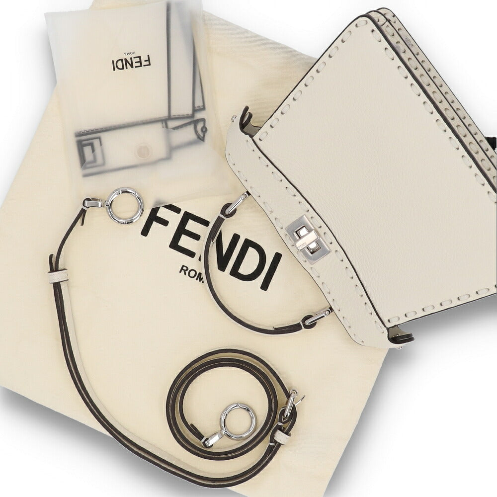 FENDI フェンディ レディース バッグ ショルダーバッグ PEEKABOO ISeeU PETITE ホワイト ナッパレザー ハンドバッグ 8BN335