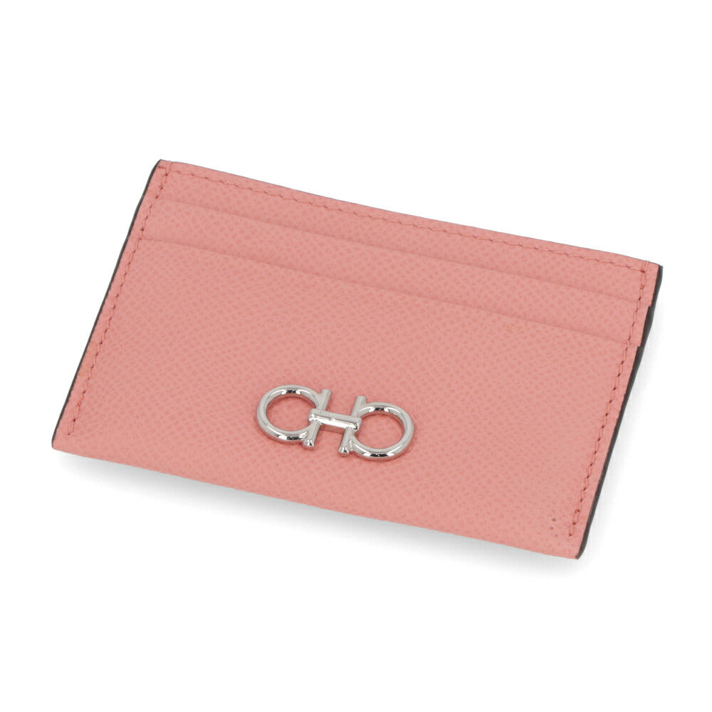 FERRAGAMO カードケース ピンク ガンチーニ レザー 220007 0758531