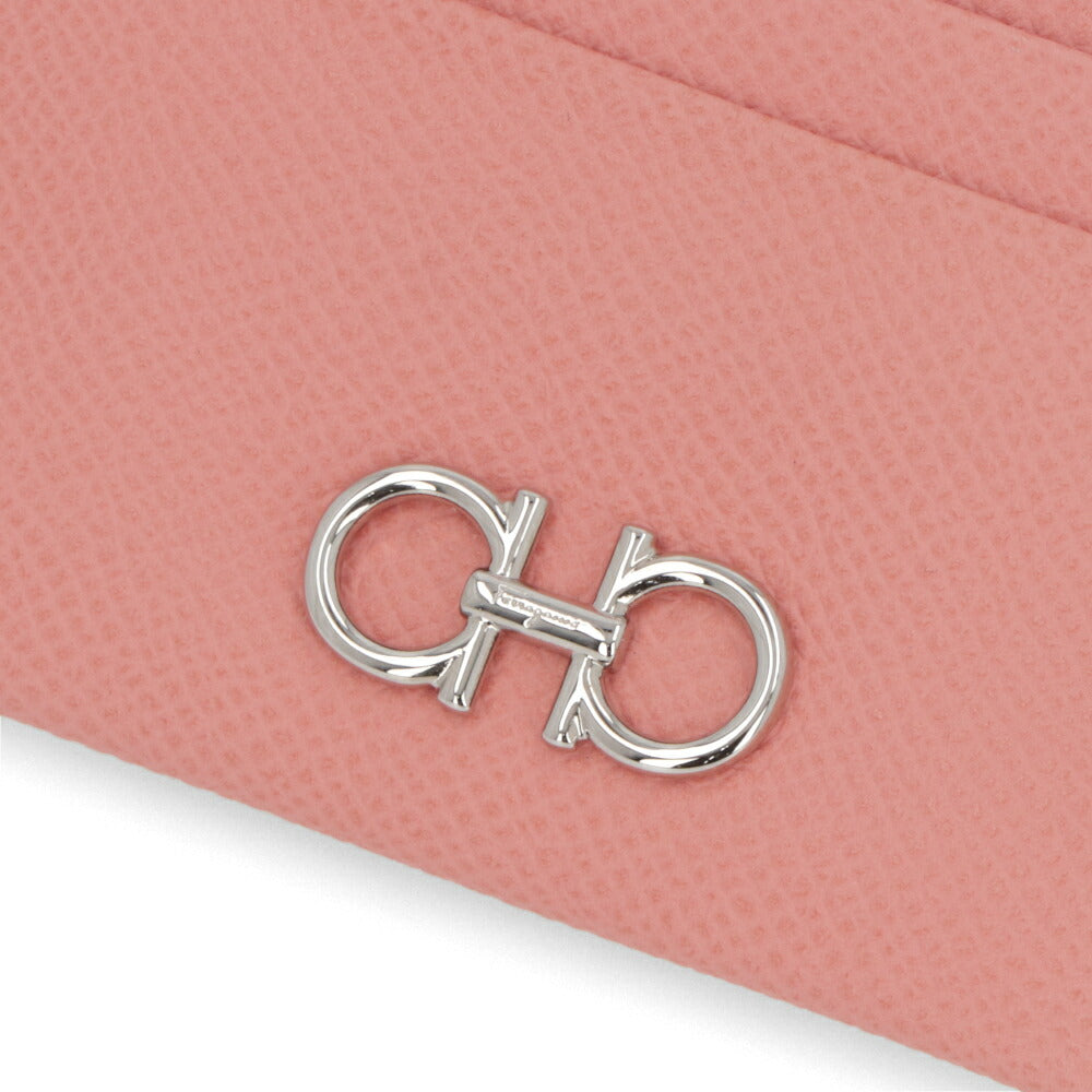 FERRAGAMO カードケース ピンク ガンチーニ レザー 220007 0758531