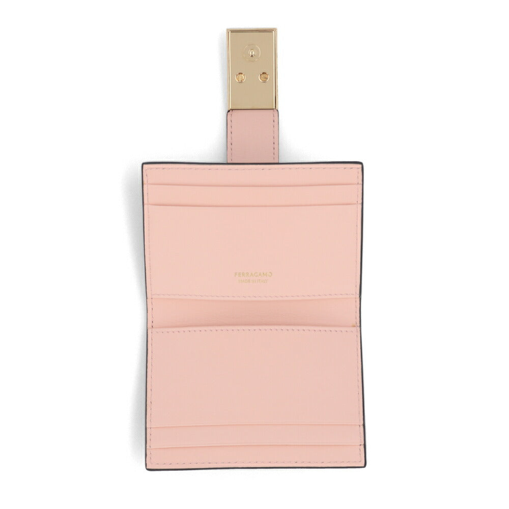 FERRAGAMO カードケース ブラック カーフレザー 財布 金具 220552 0770880