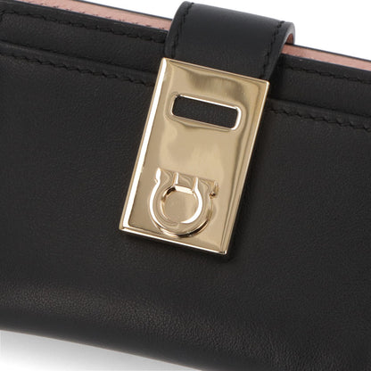FERRAGAMO カードケース ブラック カーフレザー 財布 金具 220552 0770880