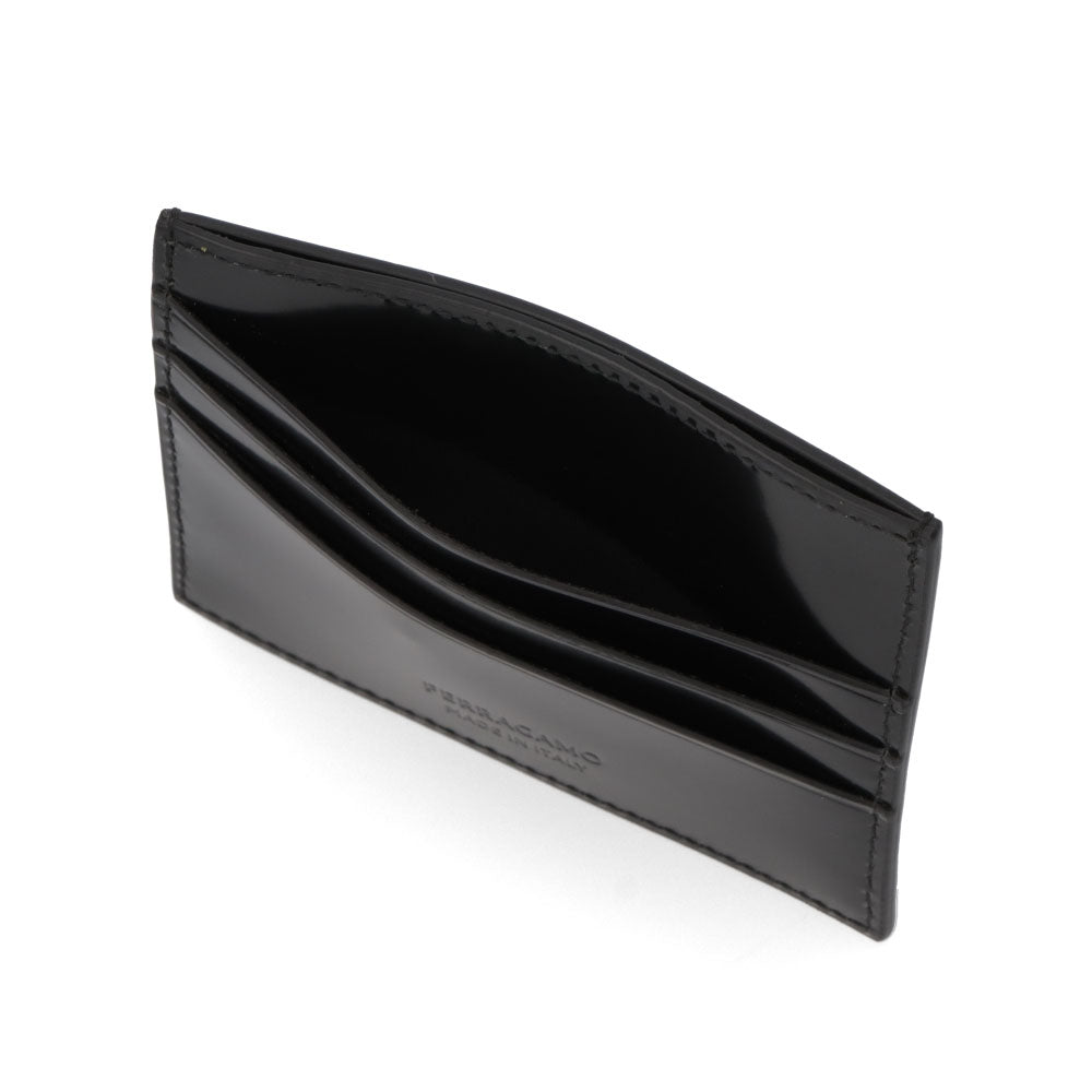 FERRAGAMO カードケース ブラック カーフレザー 3Dロゴ スリム 661204 0764207