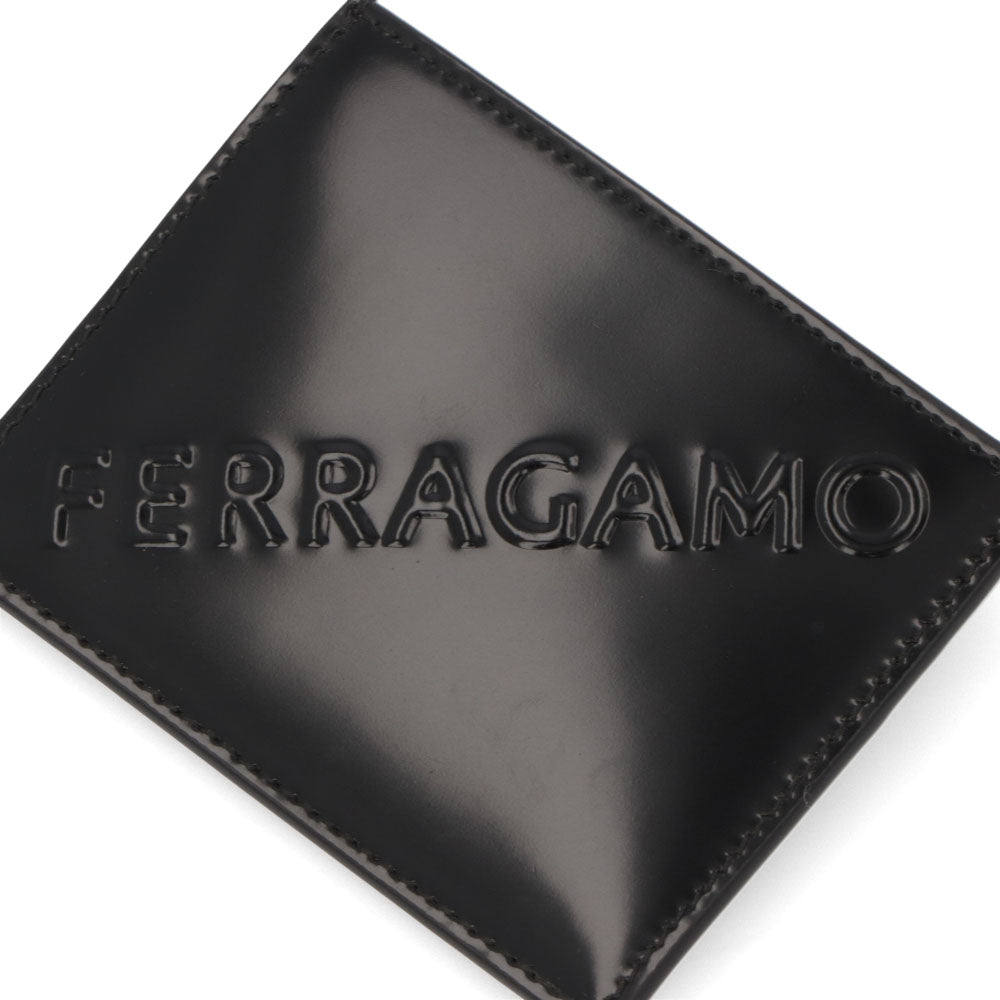 FERRAGAMO カードケース ブラック カーフレザー 3Dロゴ スリム 661204 0764207