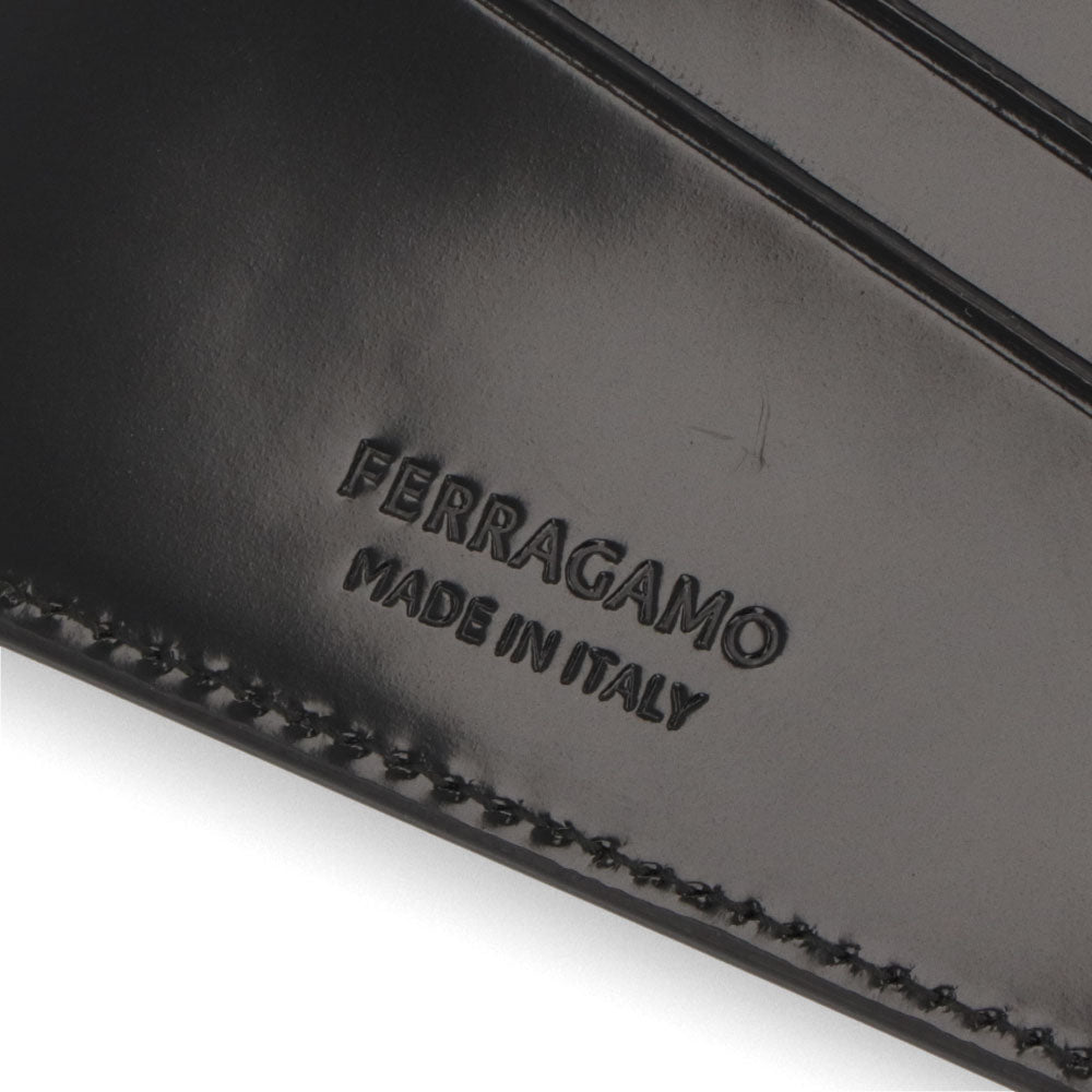 FERRAGAMO カードケース ブラック カーフレザー 3Dロゴ スリム 661204 0764207