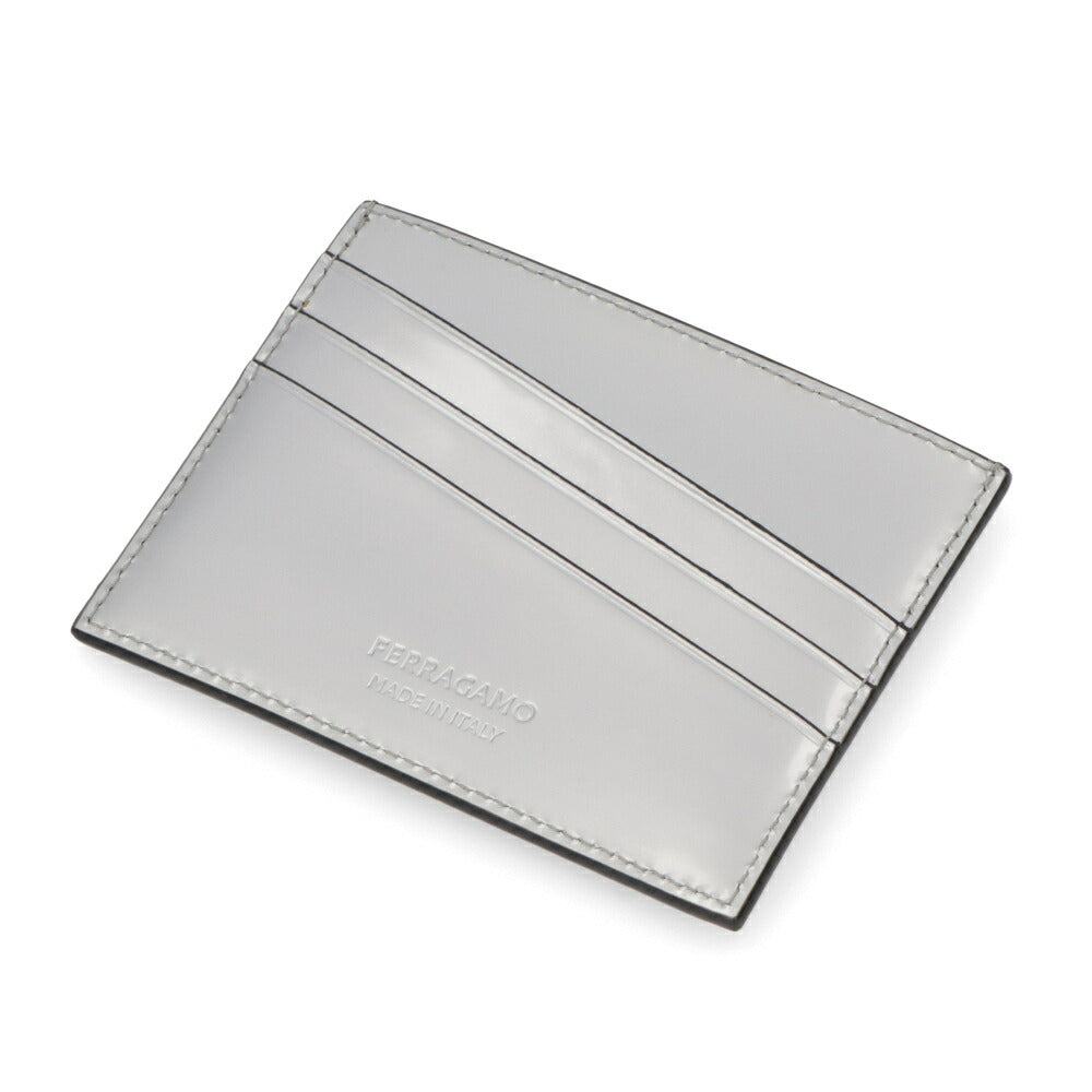 FERRAGAMO カードケース シルバー メタリック ロゴ 661204 0764210