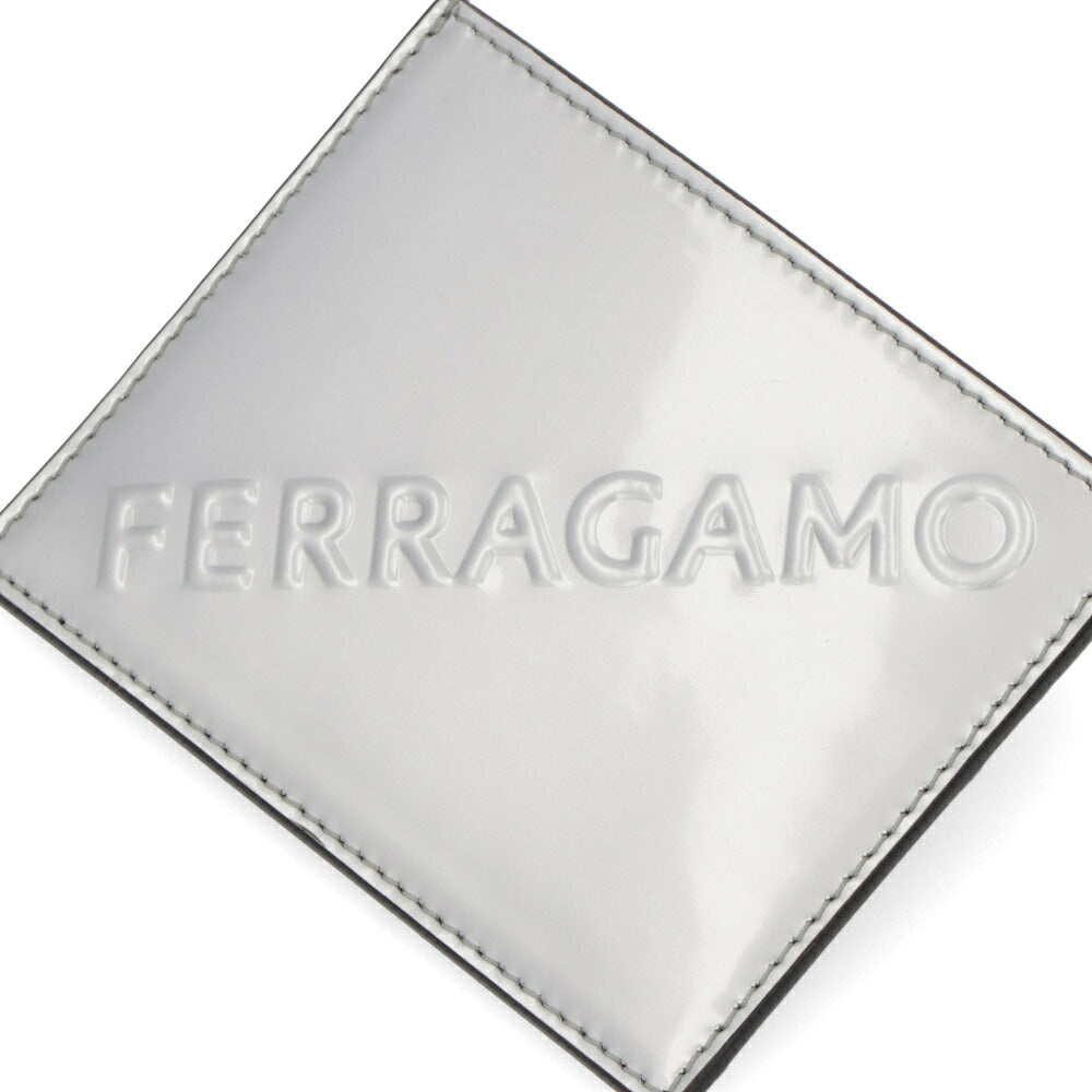 FERRAGAMO カードケース シルバー メタリック ロゴ 661204 0764210