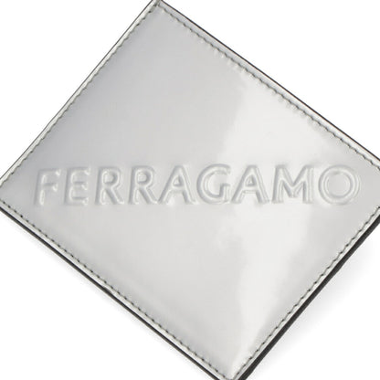 FERRAGAMO カードケース シルバー メタリック ロゴ 661204 0764210