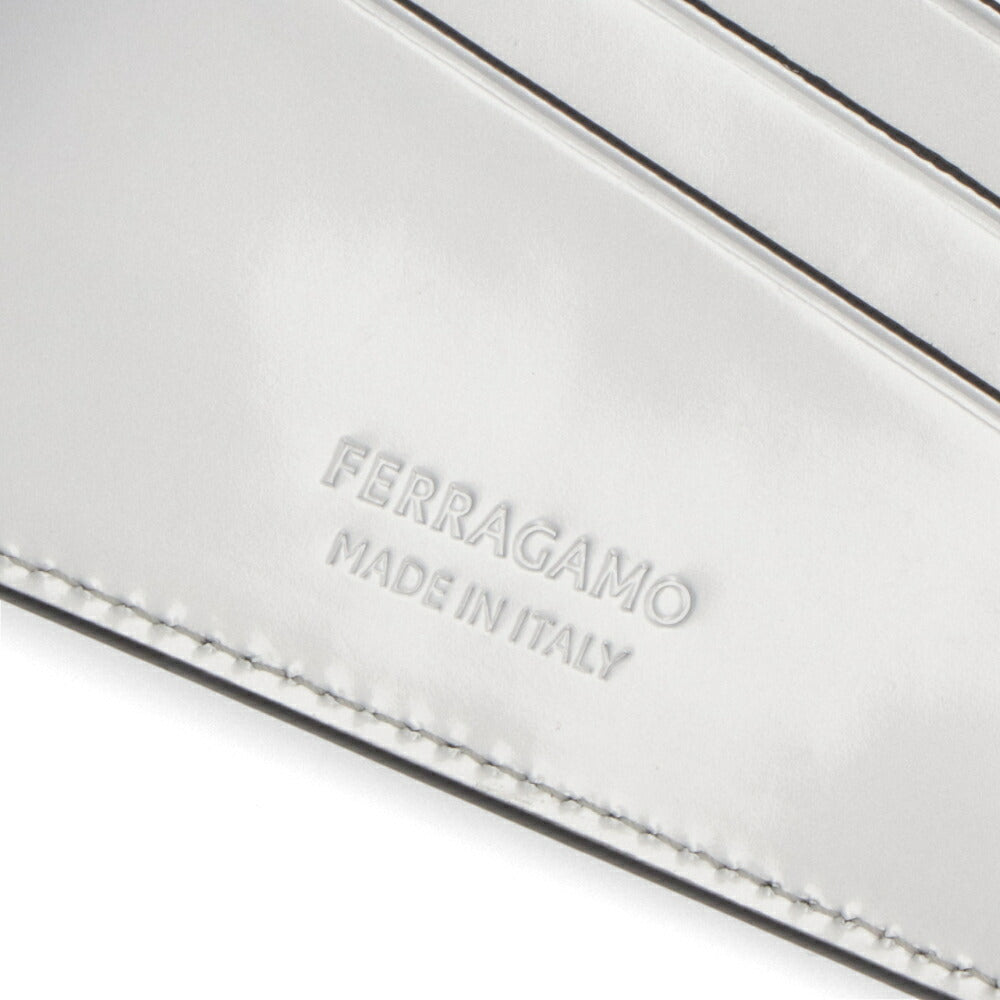 FERRAGAMO カードケース シルバー メタリック ロゴ 661204 0764210