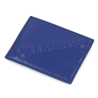 FERRAGAMO カードケース ブルー カーフレザー 3Dロゴ スリム 661204 0765696