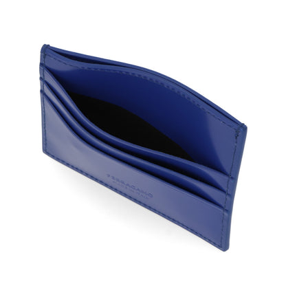 FERRAGAMO カードケース ブルー カーフレザー 3Dロゴ スリム 661204 0765696