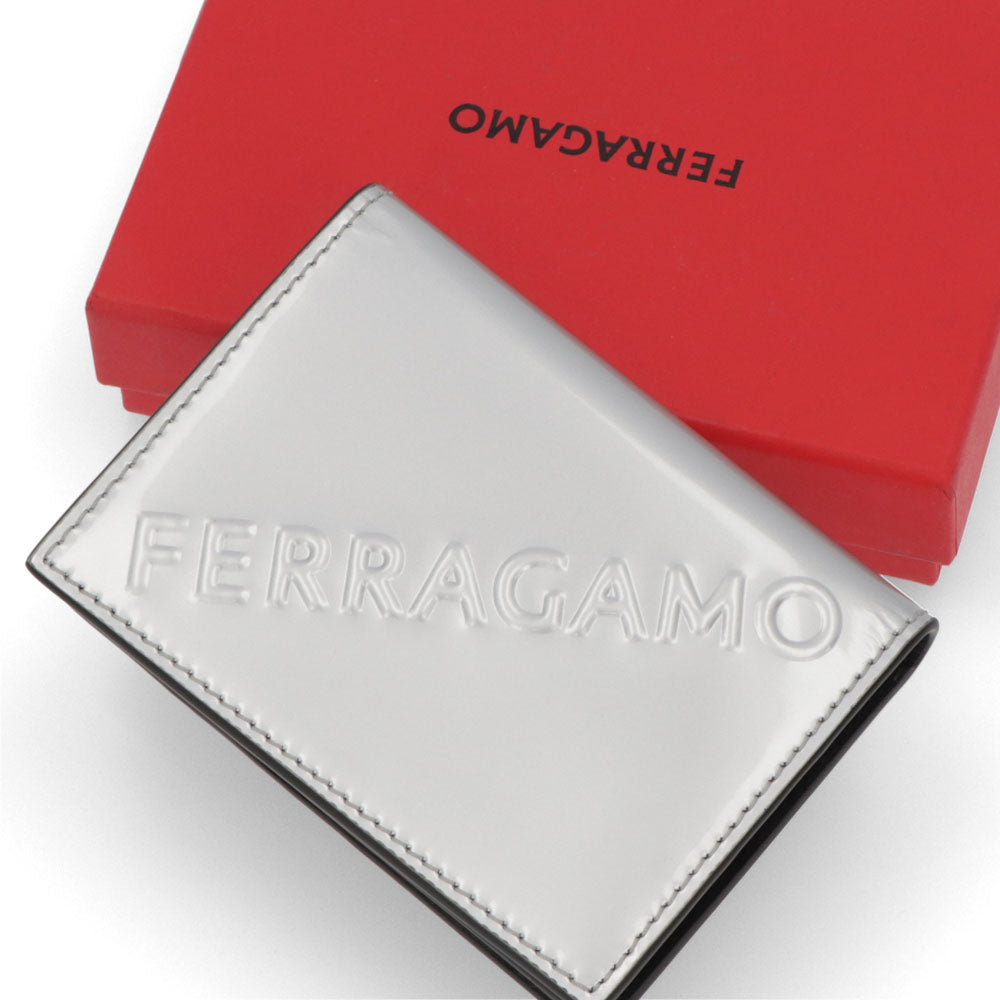 FERRAGAMO カードケース シルバー ロゴ 661211 0764218