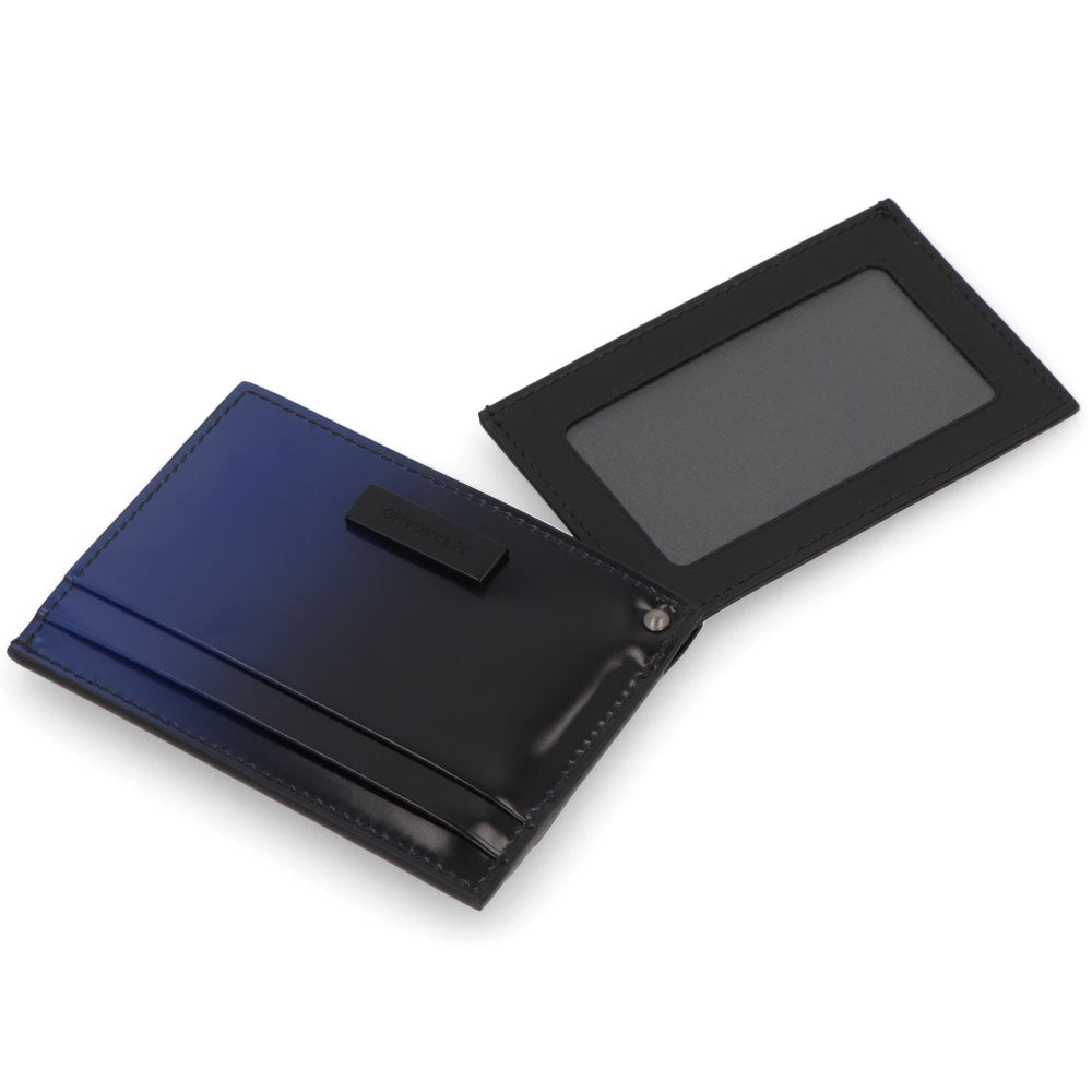 FERRAGAMO カードケース ブラック×ブルー グラデーション ロゴ 661241 0764115