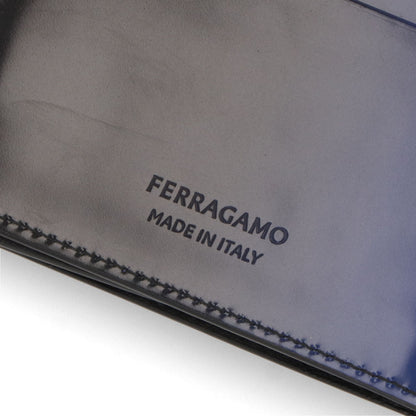 FERRAGAMO カードケース ブラック×ブルー グラデーション ロゴ 661241 0764115