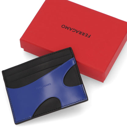 FERRAGAMO カードケース ブルー ロゴ 661261 0764229