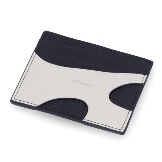 FERRAGAMO カードケース ホワイト×ブラック ロゴ 661261 0770119