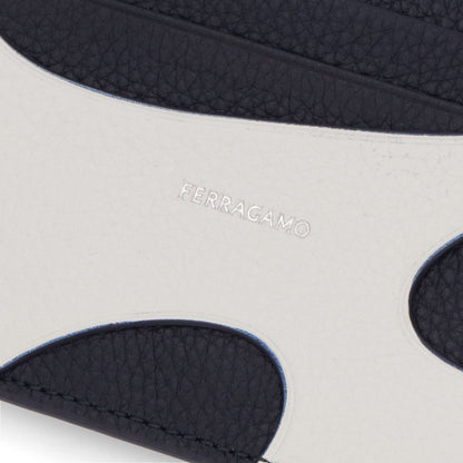 FERRAGAMO カードケース ホワイト×ブラック ロゴ 661261 0770119