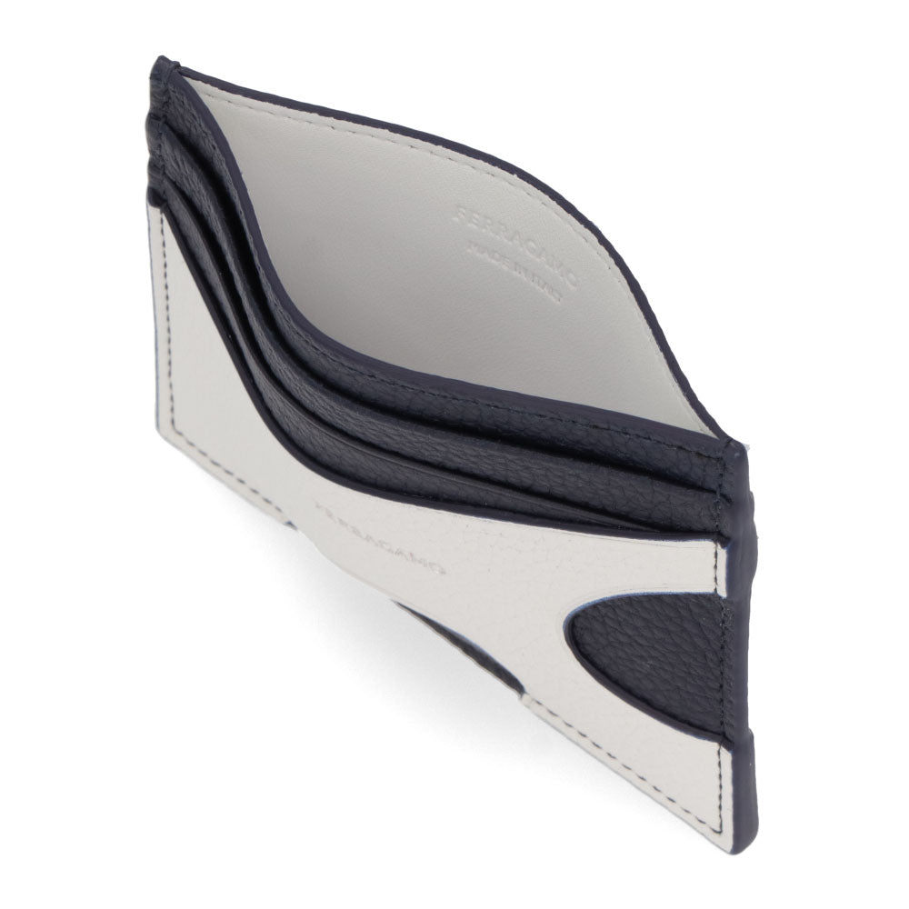 FERRAGAMO カードケース ホワイト×ブラック ロゴ 661261 0770119