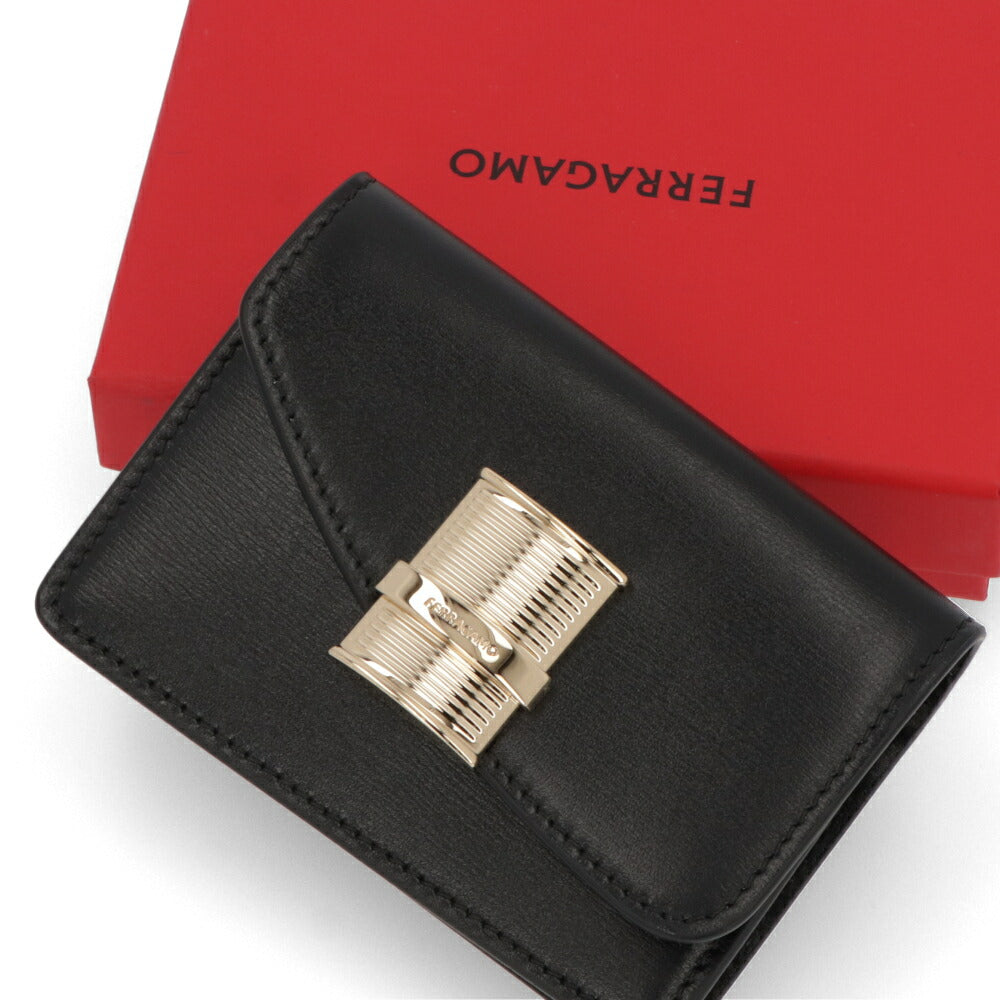 FERRAGAMO カードケース ブラック FIAMMA フィアンマ 名刺入れ 220680 775209
