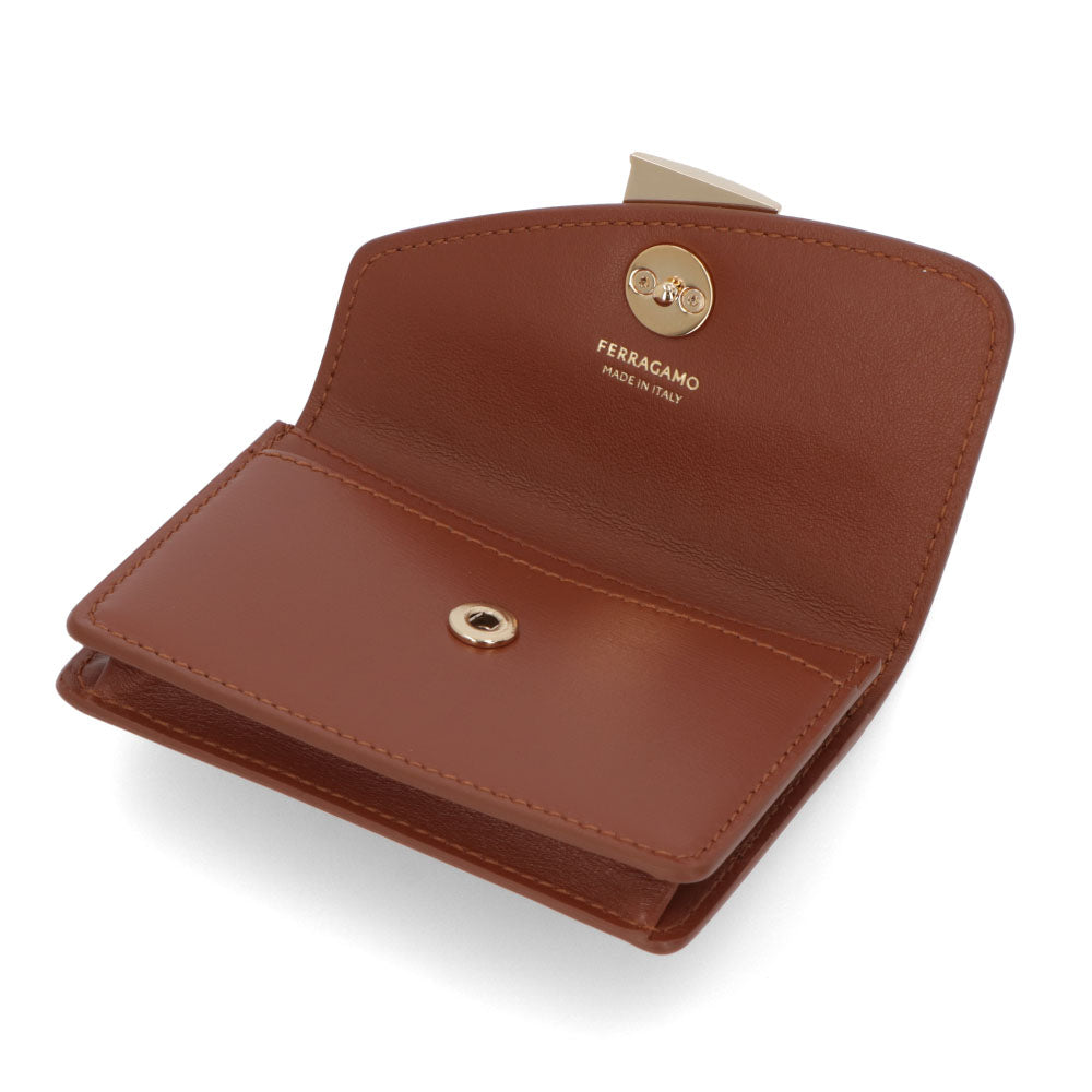 FERRAGAMO カードケース ブラウン FIAMMA フィアンマ 名刺入れ 220680 775210