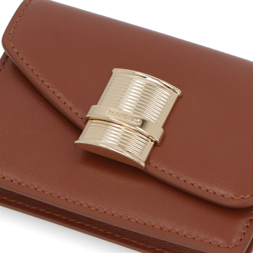 FERRAGAMO カードケース ブラウン FIAMMA フィアンマ 名刺入れ 220680 775210