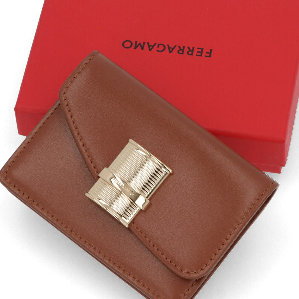 FERRAGAMO カードケース ブラウン FIAMMA フィアンマ 名刺入れ 220680 775210