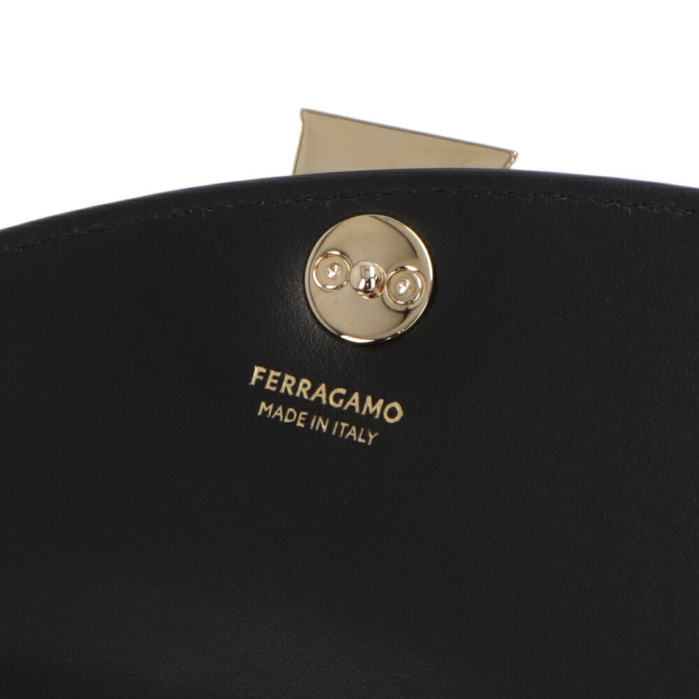 FERRAGAMO 三つ折り財布 ブラック FIAMMA フィアンマ ミニ財布 小銭入れ付き 220696 775205