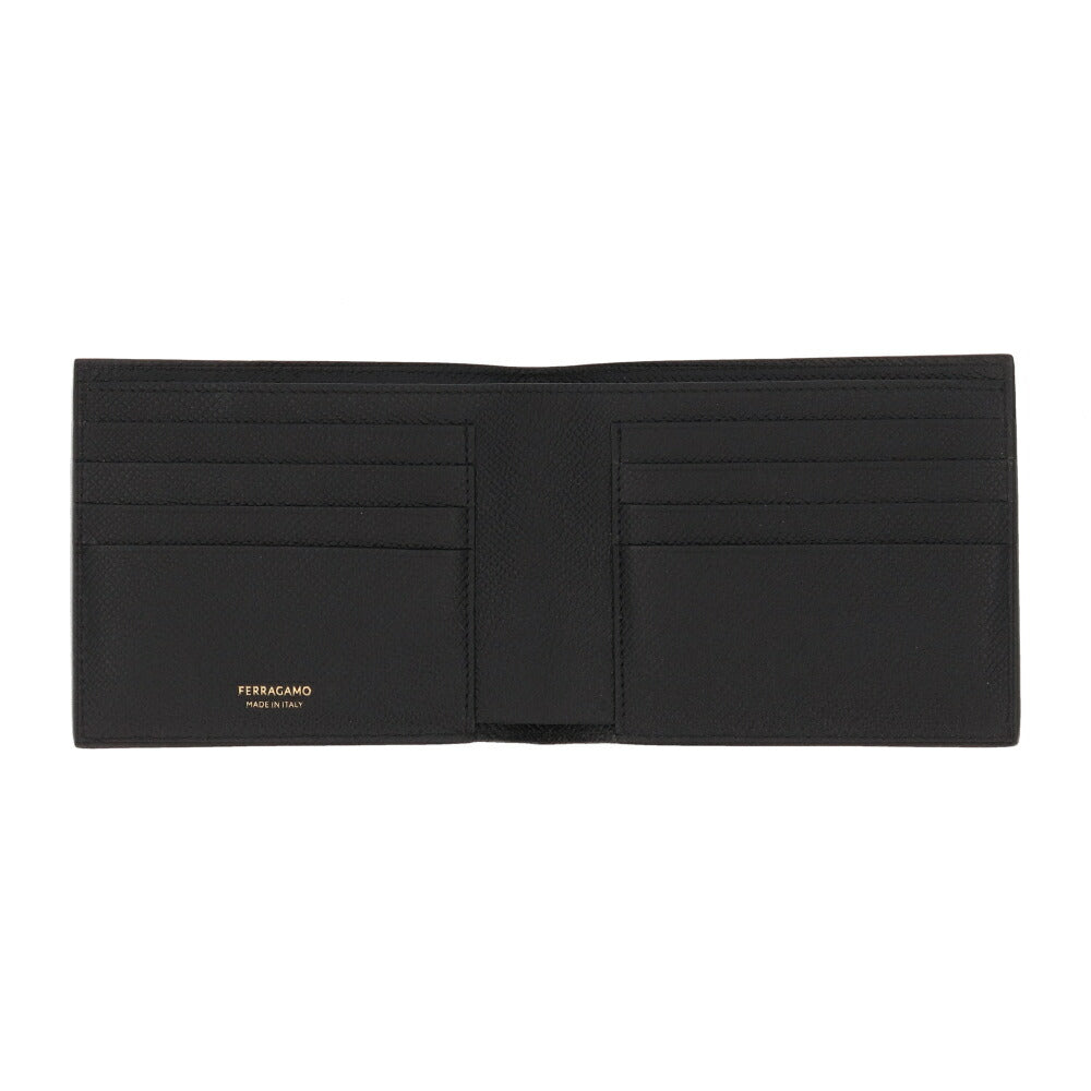 FERRAGAMO 二つ折り財布 ブラック 折りたたみ財布 小銭入れなし 661457 775650