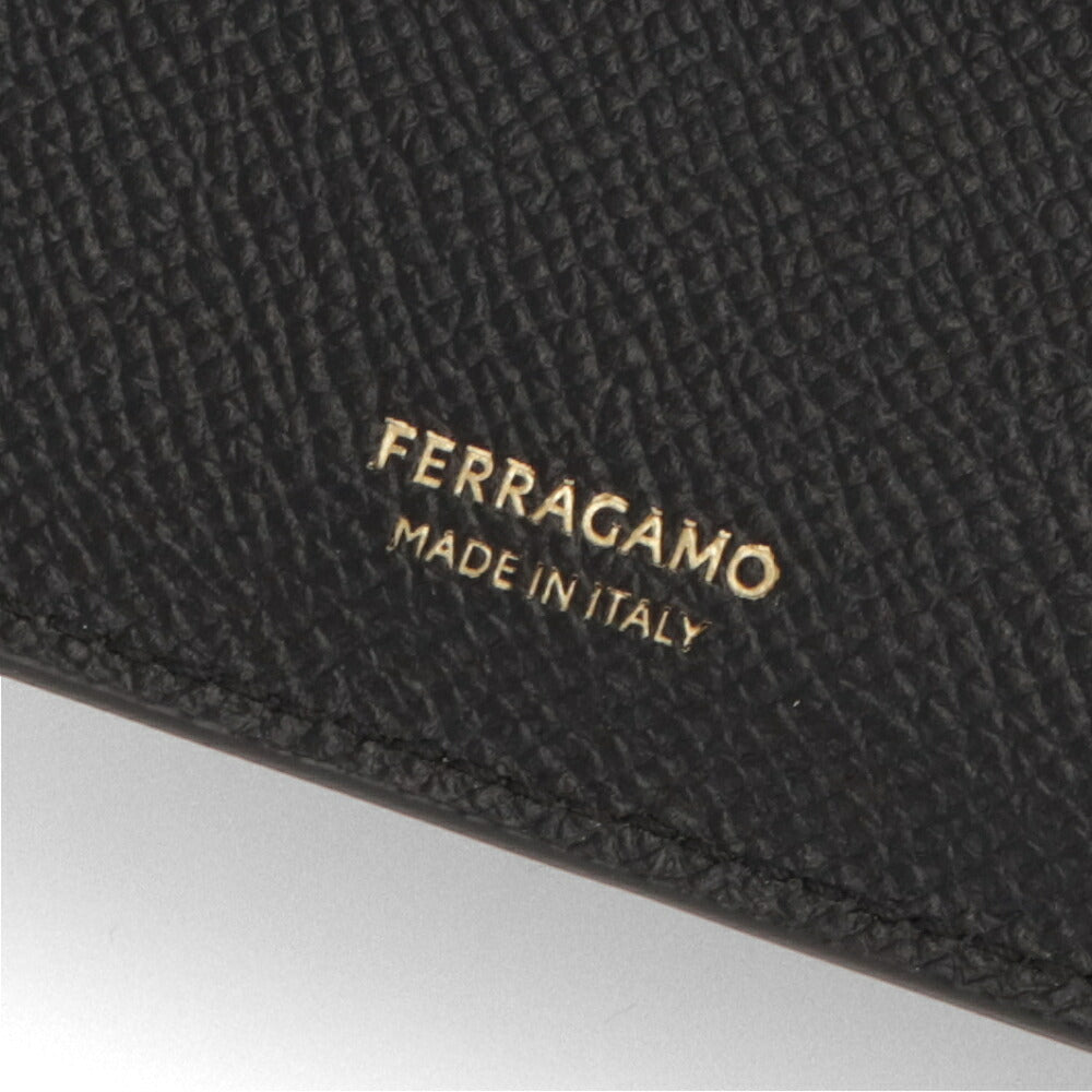 FERRAGAMO 二つ折り財布 ブラック 折りたたみ財布 小銭入れなし 661457 775650