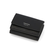 FERRAGAMO フェラガモ ユニセックス 財布 三つ折り財布 ブラック レザー ミニ財布 ロゴ 小銭入れ付き 661337 770115