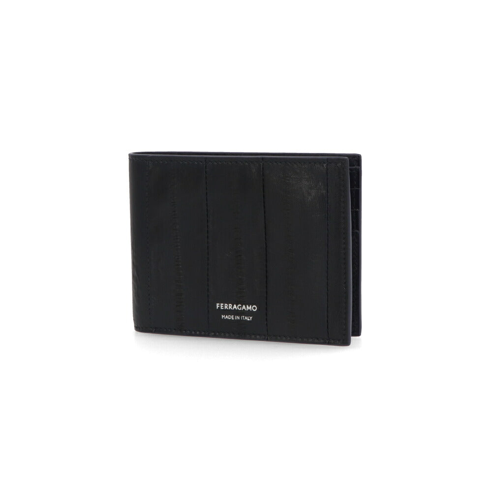 FERRAGAMO フェラガモ メンズ 財布 二つ折り財布 ネイビー系 カーフレザー ミニ財布 小銭入れなし 661360 770138