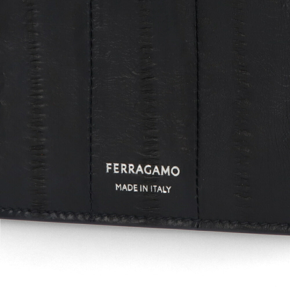FERRAGAMO フェラガモ メンズ 財布 二つ折り財布 ネイビー系 カーフレザー ミニ財布 小銭入れなし 661360 770138