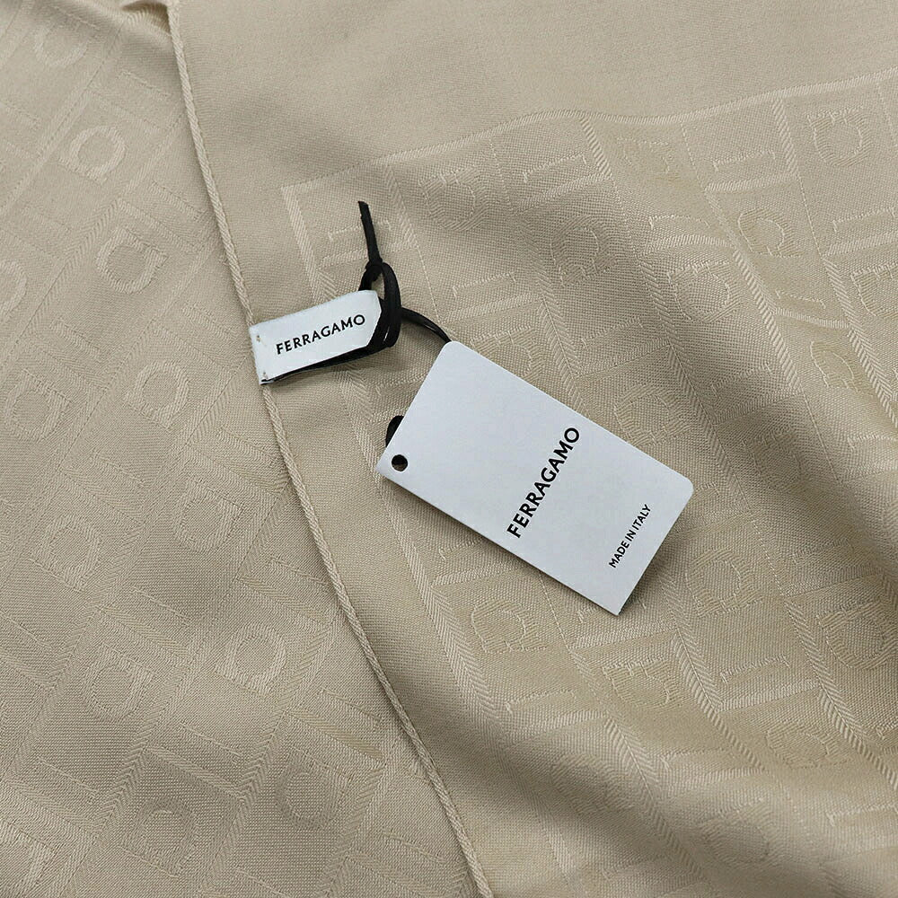 FERRAGAMO フェラガモ ユニセックス マフラー・ストール・スカーフ ストール ベージュ シルク ガンチーニ モノグラム 320941 776052